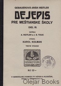 Dejepis pre meštianske školy III. Diel